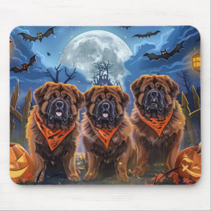Tapis De Souris Halloween Tibétain Mastiff Éffrayant