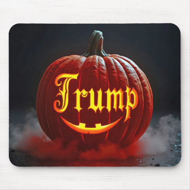 Tapis De Souris Halloween Trump Jack-o-lanterne dans le brouillard (Devant)