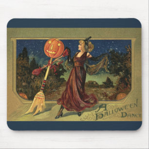 Tapis De Souris Halloween vintage, Belle Sorcière dansante
