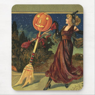 Tapis De Souris Halloween vintage, Belle Sorcière dansante