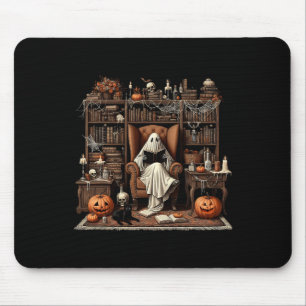 Tapis De Souris Halloween Vintage Éffrayant Bookish Haunted Librai