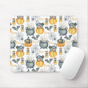 Tapis De Souris Halloween Whimsical Cauldron et Motif de chats