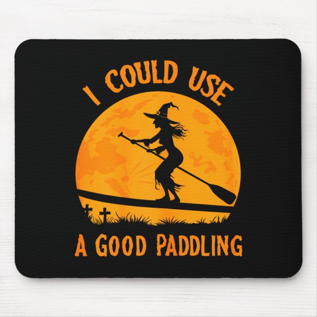 Tapis De Souris Halloween Witch Paddleboarder Sup Standup Paddling (Devant)