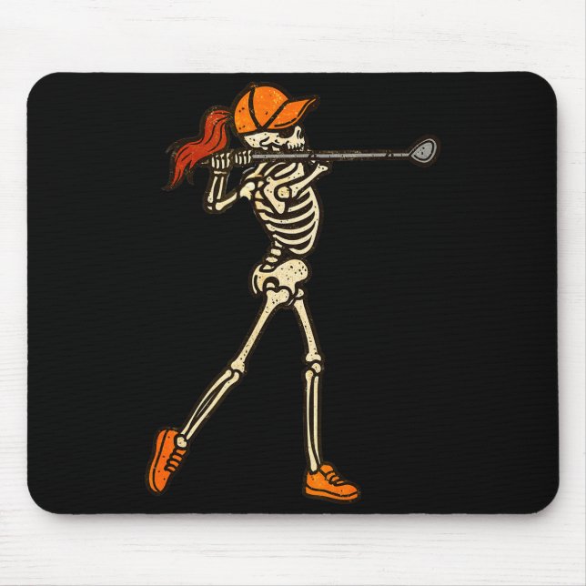 Tapis De Souris Halloween Women Golf Skeleton Funny Golf Halloween (Devant)