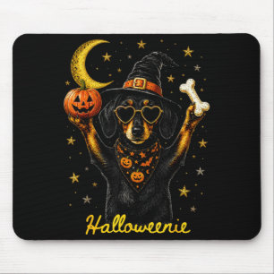 Tapis De Souris Halloweenie drôle d'Halloween teckel sorcière