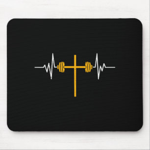Tapis De Souris Haltère Croix Dumbbell Jésus Drôle de Workout Chré