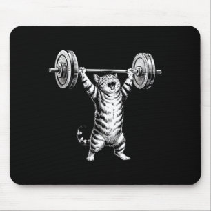 Tapis De Souris Haltères de gym vintage rétro drôle chat soulevé d