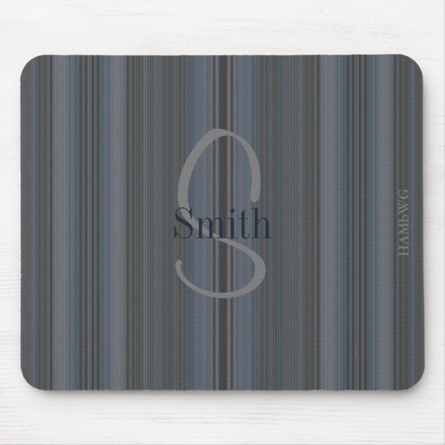 Tapis De Souris HAMbyWG - Souris monogramme bleu bande (Devant)