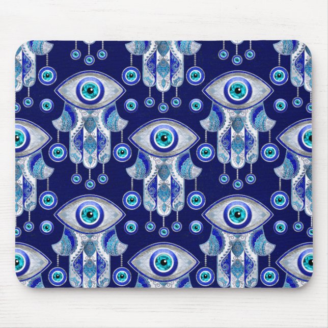 Tapis De Souris Hamsa Hand -Evil Eye Pattern (Devant)