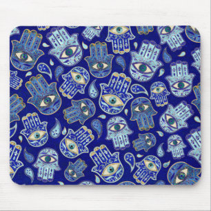 Tapis De Souris Hamsa Hand - Hand of Fatima pattern Blue Minerals