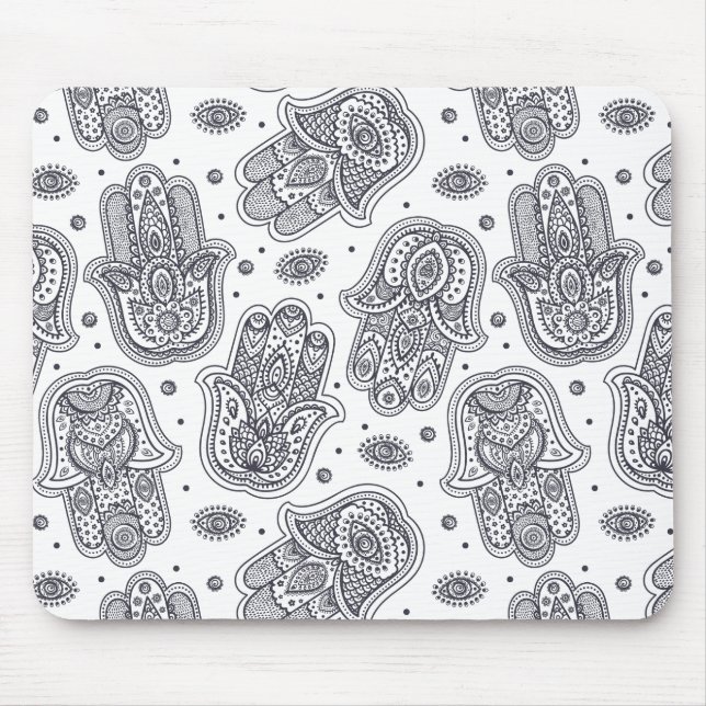 Tapis De Souris Hamsa tiré par la main inspiré (Devant)