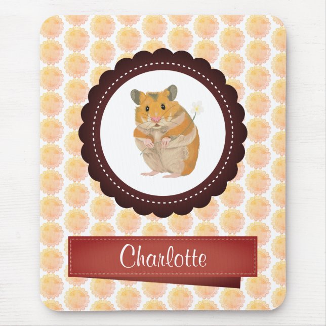 Tapis De Souris Hamster de filles rouges et roses (Devant)