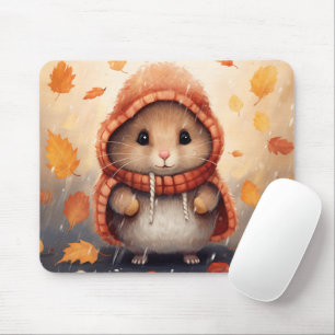 Tapis De Souris Hamster mignon dans le paysage d'automne Whimsical