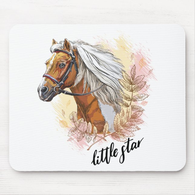 Tapis De Souris Hand drawing horse with plants (Devant)