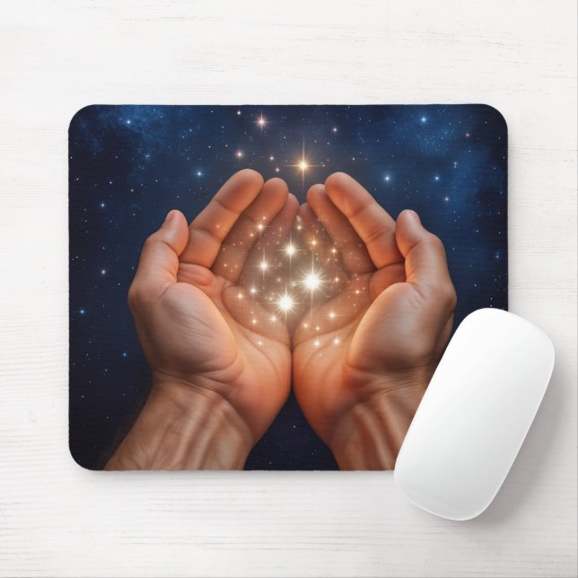 Tapis De Souris Hands Holding Night Stars (Avec souris)