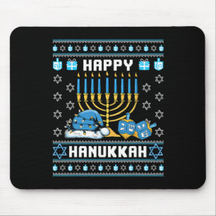 Tapis De Souris Hanoukka de Noël Pignon Pajama Santa Hat Chanukah