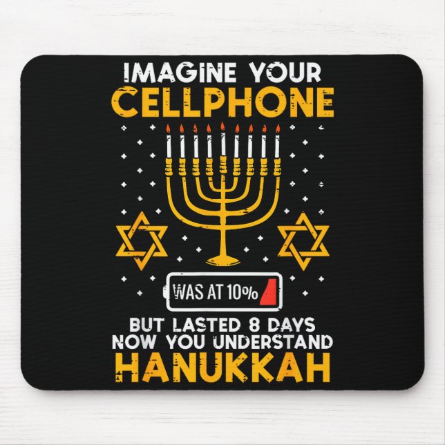 Tapis De Souris Hanukkah Imagine Your Cellphone Chanukah Jew Men W (Devant)