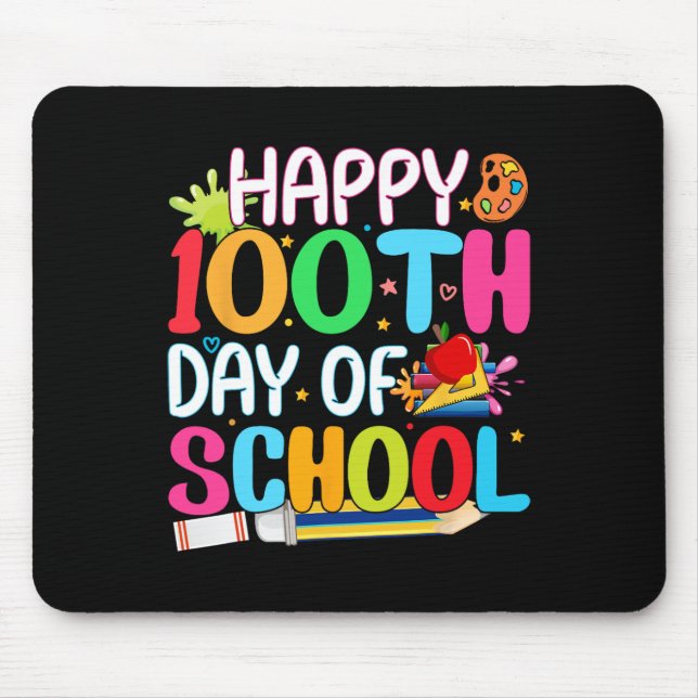 Tapis De Souris Happy 100e Jour de l'Âge de l'École (Devant)