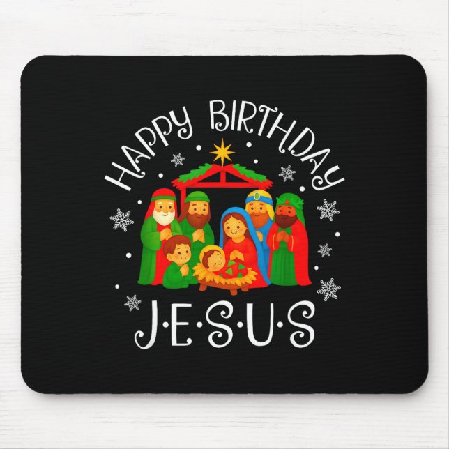 Tapis De Souris Happy Birthday Jesus Christmas Pajamas Xmas Squad  (Devant)