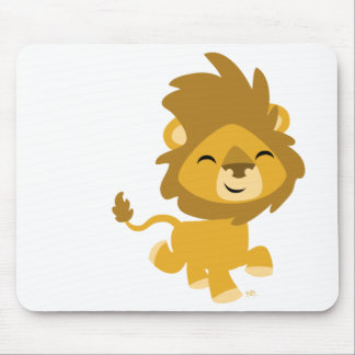Tapis De Souris Happy Cartoon Lion autocollant rond