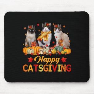 Tapis De Souris Happy Catsgiving Siamese Chat Automne Automne Vibe