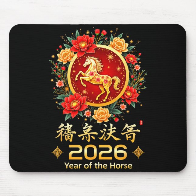 Tapis De Souris Happy Chinese New Year 2026 Lunar Year Of The Hors (Devant)