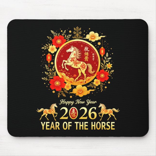 Tapis De Souris Happy Chinese New Year 2026 Lunar Year Of The Hors (Devant)