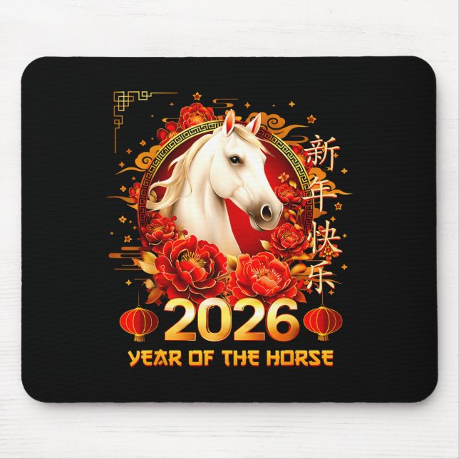 Tapis De Souris Happy Chinese New Year Of The Horse 2026 Lunar New (Devant)