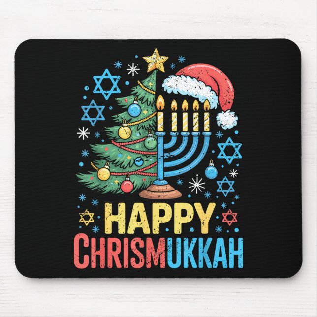 Tapis De Souris Happy Chrismukkah Holiday Christmas And Hanukkah S (Devant)