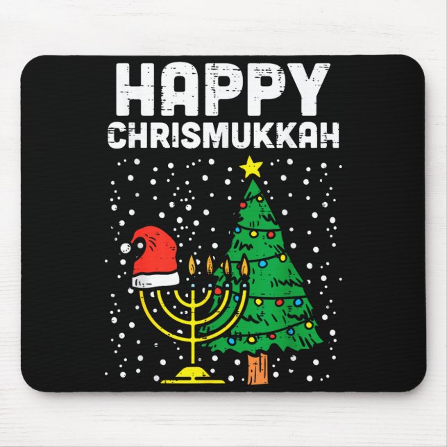 Tapis De Souris Happy Christmukkah Jewish Christmas Hanukkah Chanu (Devant)