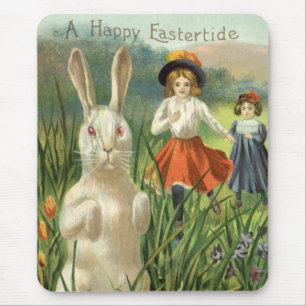 Tapis De Souris Happy Eastertide Vintage Easter Bunny and Children