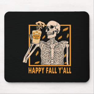 Tapis De Souris Happy Fall Yall Femmes Halloween Skeleton Citrouil
