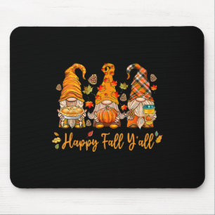 Tapis De Souris Happy Fall Y'all Gnome Citrouille Automne Thanksgi