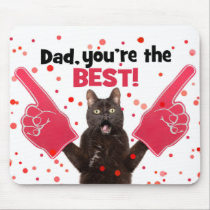 Tapis De Souris Happy Fête des pères Papa Chat Avec Doigts De Mous