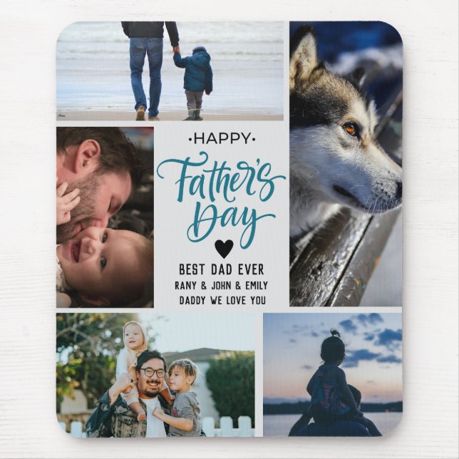Tapis De Souris Happy Fête des pères Photo Collage Personnalisé No (Devant)