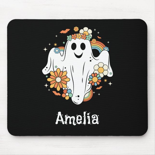 Tapis De Souris Happy Ghost Retro Hippie Vibe (Devant)
