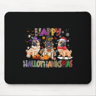 Tapis De Souris Happy Hallothanksmas Carlin Amoureux des chiens Ha
