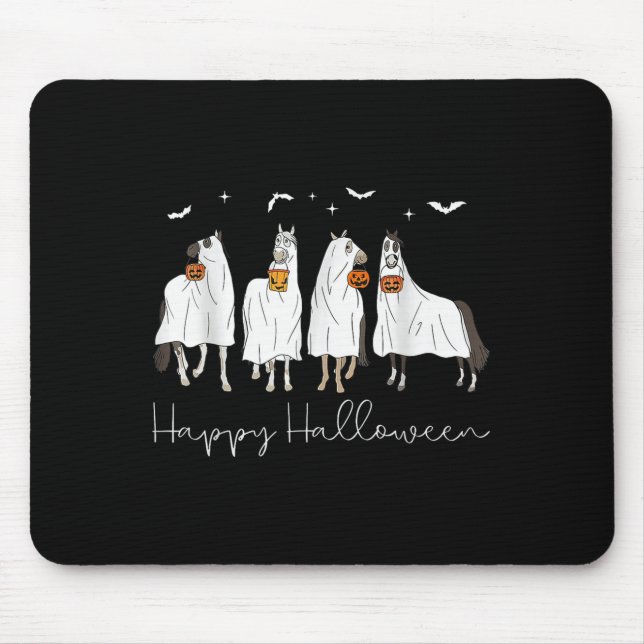 Tapis De Souris Happy Halloween Horse Ghost 2025  (Devant)