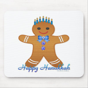 Tapis De Souris Happy Hanoukka Gingerbread Man Menorah
