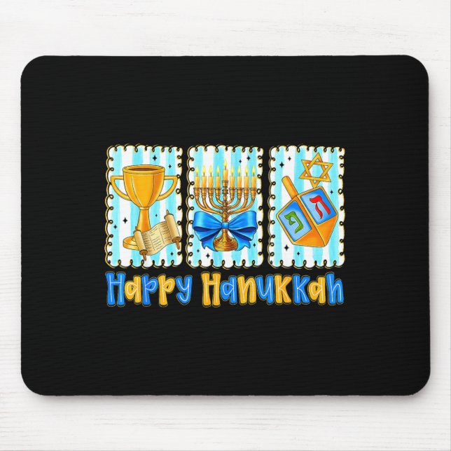 Tapis De Souris Happy Hanukkah Coquette Menorah Dreidel Chanukah G (Devant)