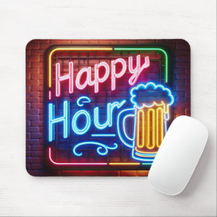 Tapis De Souris Happy Hour Sign On Brick