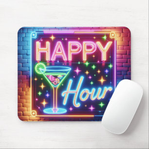Tapis De Souris Happy Hour Sign On Rainbow Brick