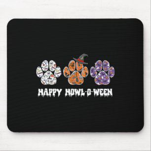 Tapis De Souris Happy Howl-o-ween Empreinte de patte Halloween