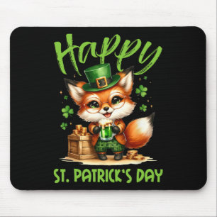 Tapis De Souris Happy Jour de la Saint Patrick costume tenue Fox I