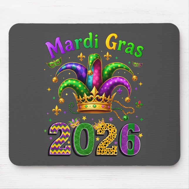 Tapis De Souris Happy Mardi Gras 2026 Jester Hat Men Women Kid Car (Devant)