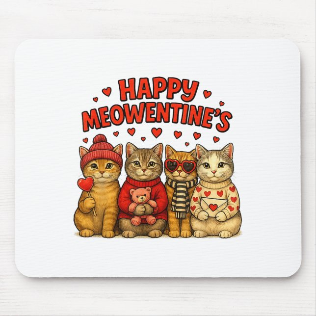 Tapis De Souris Happy Meowentines Cute Valentine Cats Love Women M (Devant)
