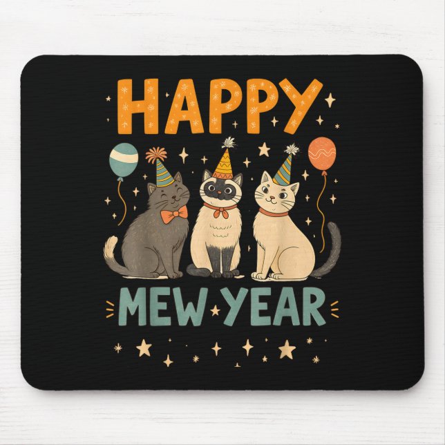 Tapis De Souris Happy Mew Year Cat Party  (Devant)