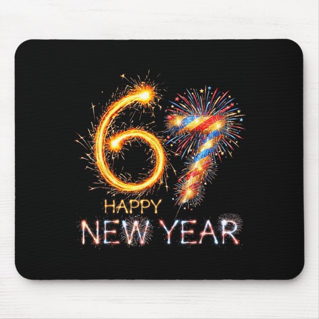 Tapis De Souris Happy New Year 2026 67th Bday Fireworks Number 67  (Devant)