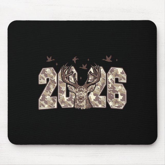 Tapis De Souris Happy New Year 2026 Deer Buck Hunting Camo Camoufl (Devant)