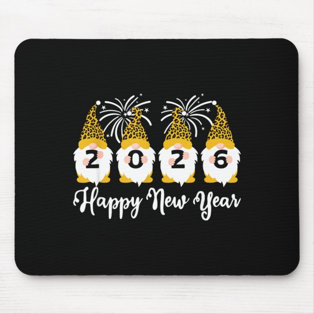 Tapis De Souris Happy New Year 2026 Gnomes Leopard Print Gnomies G (Devant)
